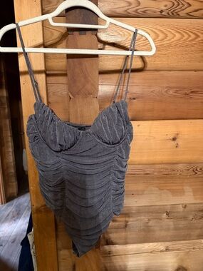 Michael Costello Charcoal Gray Evening Top